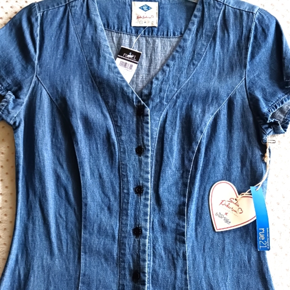 VTG Very cute button up Jean dress from Sadie Robertson collection Rue 21 - Picture 8 of 14